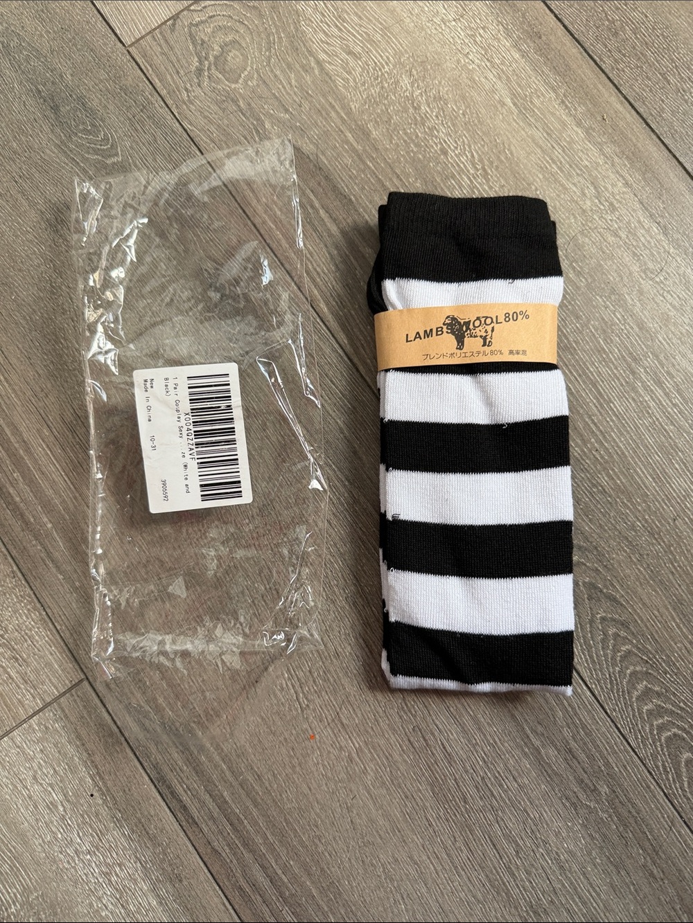Black & White Striped Men's Socks